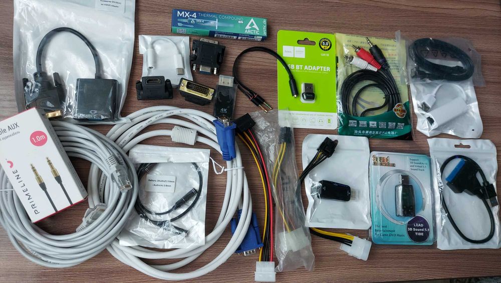 Разные кабели переходники, лан lan, 6-8 пин, hdmi-vga и другие!