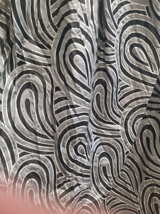 Set 2 draperii din tafta gri și argintiu, 280x130 cm, pliuri cusute