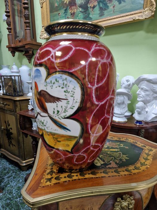 Уникална огромна антикварна белгийска порцеланова ваза H.BEQUET