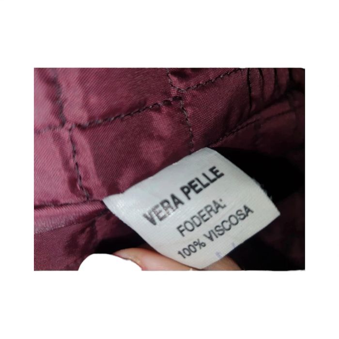 Palton burgundy de piele cu guler de blana naturala