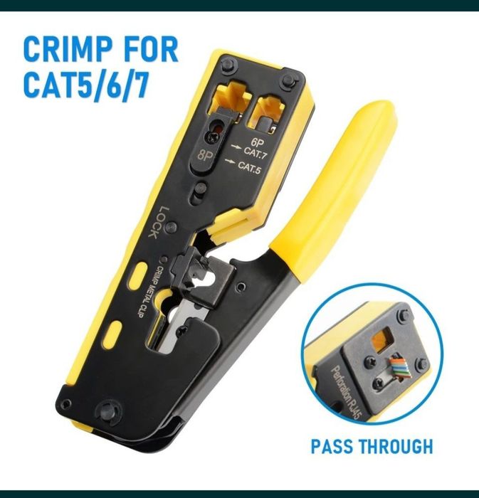 Обжимник RJ45, RJ11 сквозной с функцией зачистки изоляции и брезки