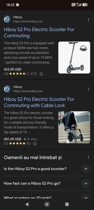 Trotineta electrica hyboy pro 2 cu baterie dubla  40-60 km