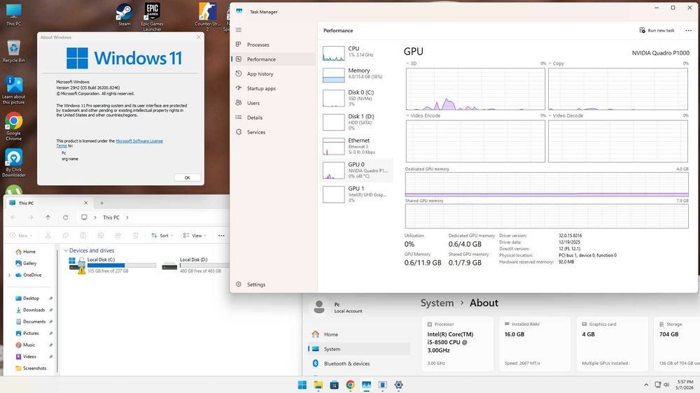 Hp ProDesk 600 G4 16gb ssd 250gb NVIDIA Windows 11 Pro