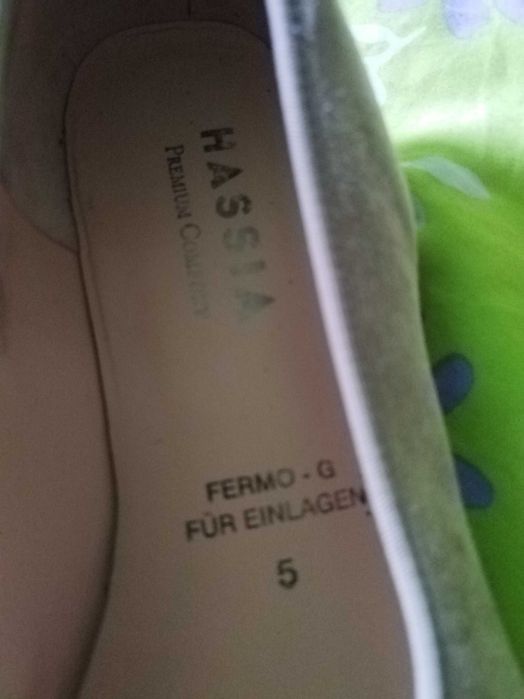 Balerini gri din piele naturala/toc mic de la Hassia! Marimea: 5/EUR38