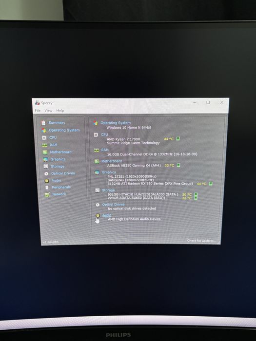 PC Gaming Ryzen 7 1700X / RX 580 8GB / 16GB RAM + Monitor Philips 27”