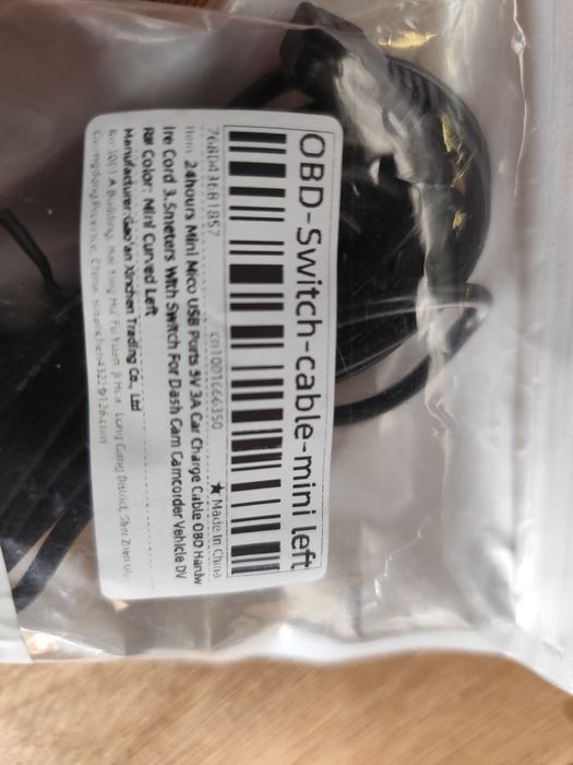 ОБД захранване, 5v 3A . Мини USB Кабел за  видеорегистратор