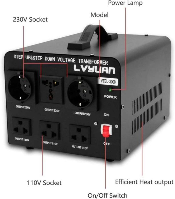 Transformator de tensiune 3000VA (W), 110V/220V, NOU, factura, garantie