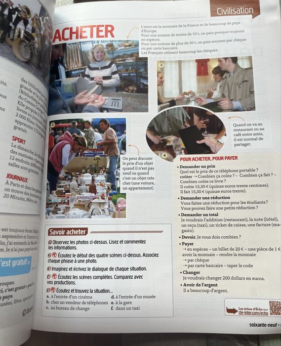 Учебник и тетрадка  по френски Écho A1