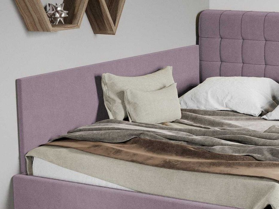 Pat Tapitat colt Rivo Mov deschis somiera rabatabila + lada depozitare