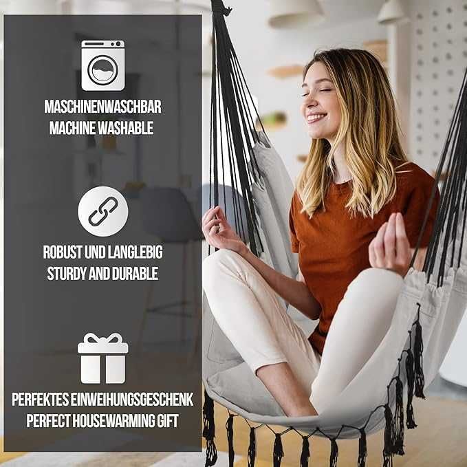 MIADOMODO® Висящ стол - хамак, 150 кг, сгъваем,