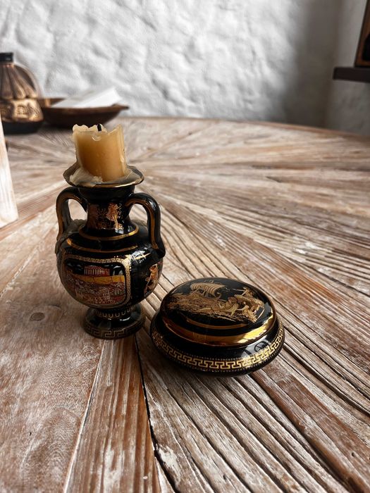 Set decorativ cu tematică Grecia Atena, negru și auriu
