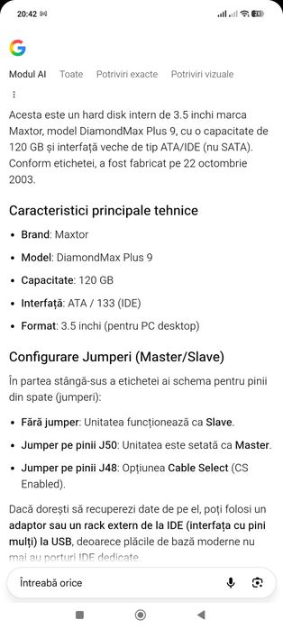 Hard disk intern Maxtor 120 gb