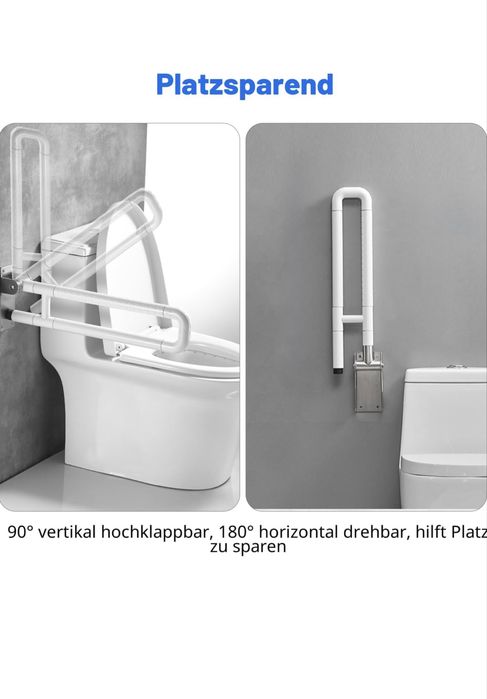 Bară de susținere pliabilă pentru toaletă 60 cm, bare de susținere pentru seniori și persoane cu dizabilități