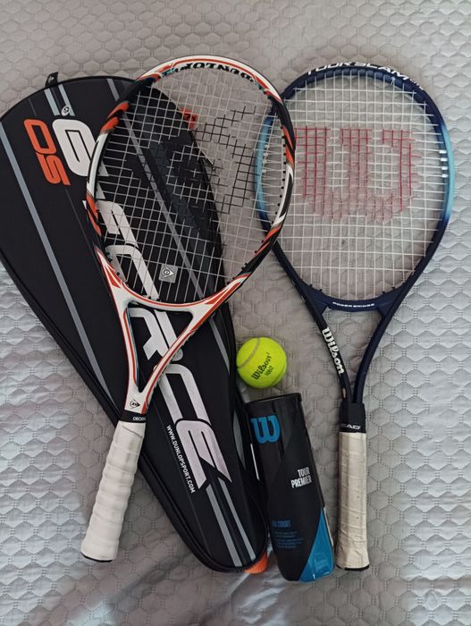 Тенис ракети Wilson и Dunlop с калъф + тенис топки