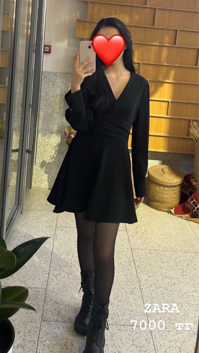 Платье Zara черное элегантное короткое