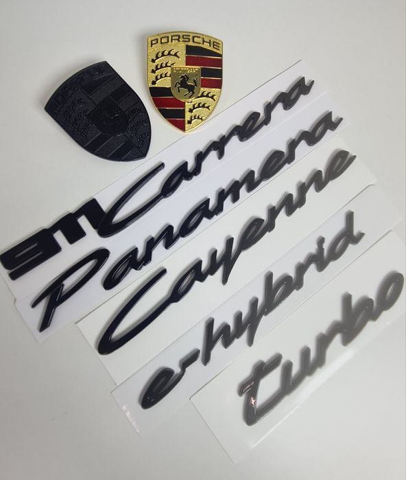 Emblema-Sigla-Logo-Porsche-Neagra-Cayenne-Panamera-911-Turbo-E-Hybrid
