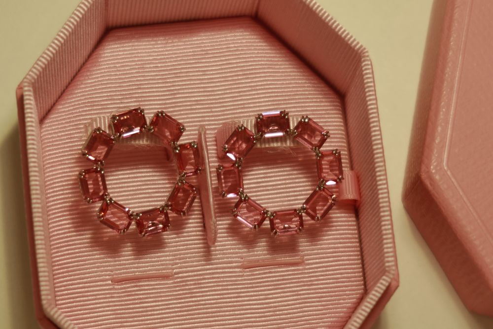 Swarovski обеци (розови кристали)