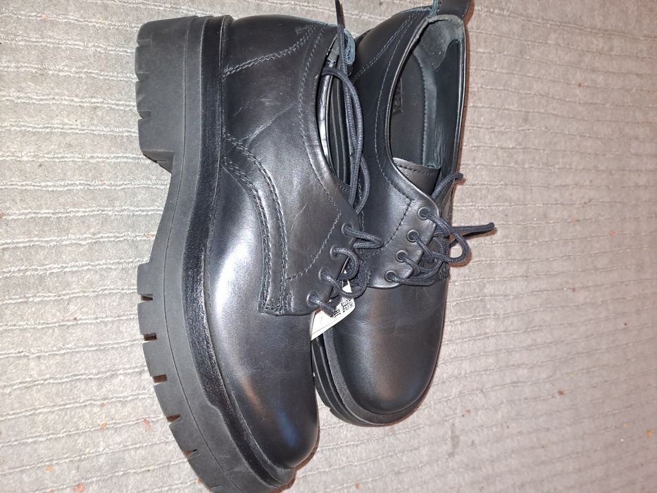Pantofi din piele Zara cu talpa volum 5 cm ,model Balenciaga