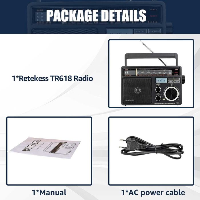 RETEKESS TR618 FM,AM,SW радиоприемник, класически дизайн