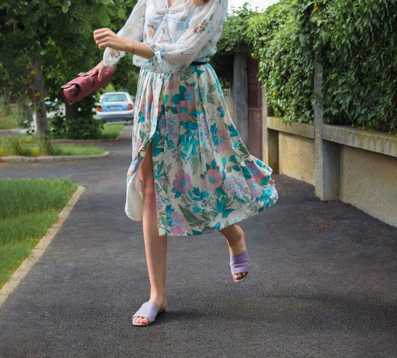 Fusta vintage cu buzunare transport gratuit