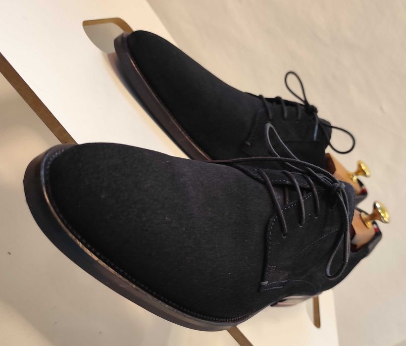 Pantofi derby 44 premium Tommy Hilfiger piele naturala suede navy