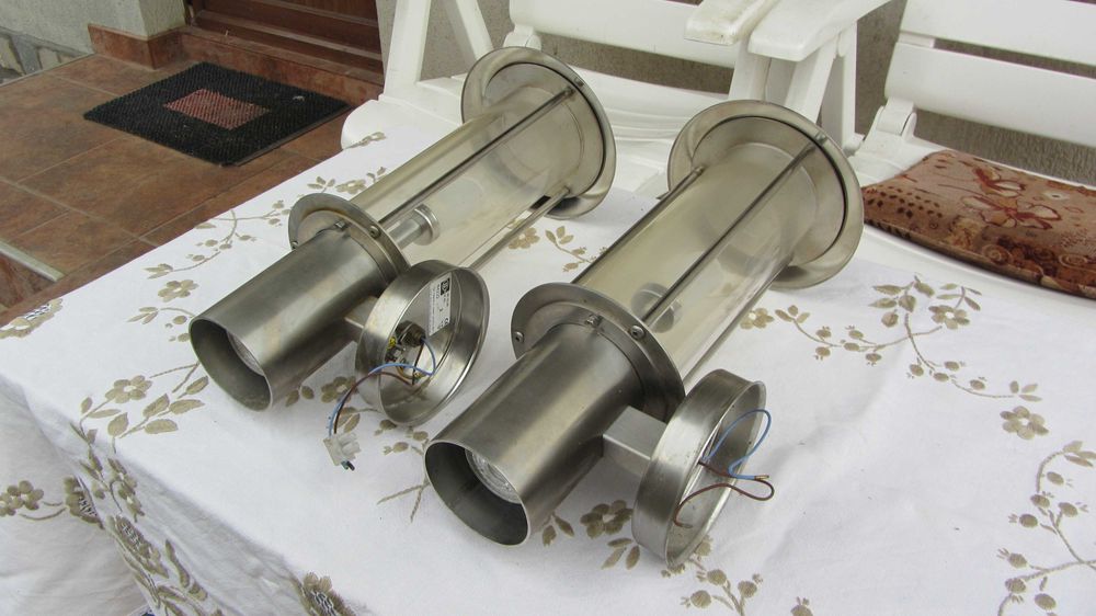 Aplice exterior, inox si sticla , iluminat exterior rezistente la apa