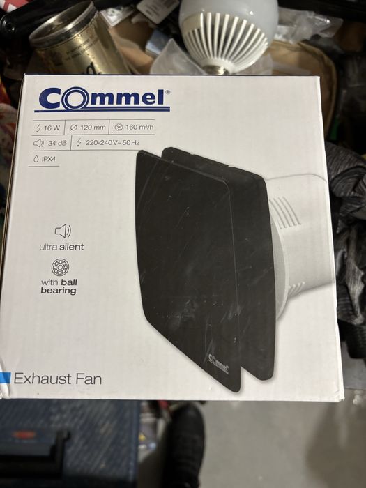 Вентилатор за баня Commel ф120 черен