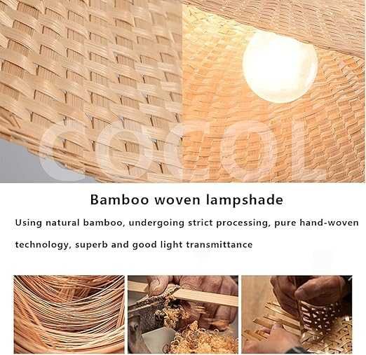 Намалена с 20 лв Бамбукова плетена Таванска селска висяща лампа Ратан