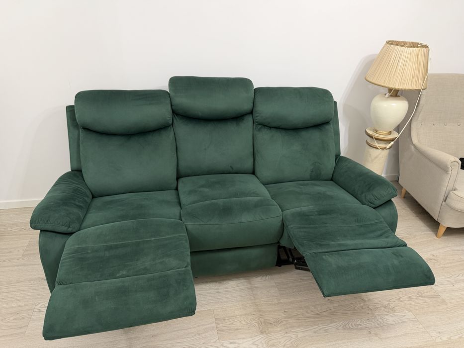 Canapea Mobexpert 3 locuri LOUIS XL, 2 reclinere manuale, stofă