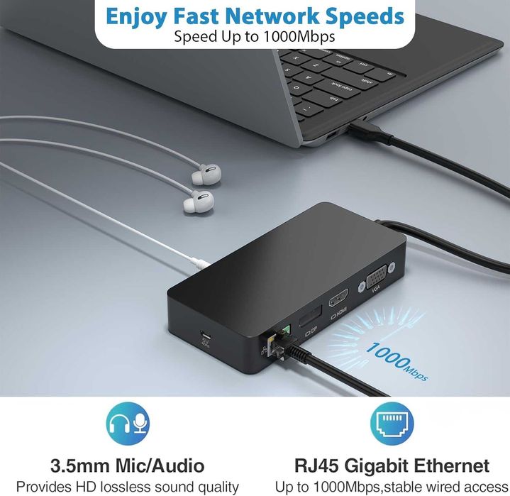 Докинг станция Rocketek SH701C USB-C 12 в 1 100W PD
