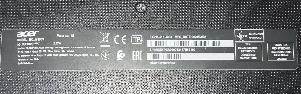 Ноутбук Acer Extensa 15 EX215-51K-50BY