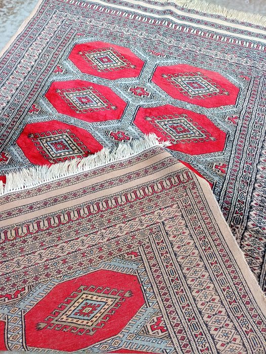 Covor persan traditional, Bukhara, lana, lucrat manual, 190x125cm