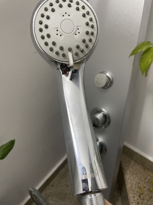 Panou pentru dus  argintiu cu hidromasaj si dus mobilsi fix