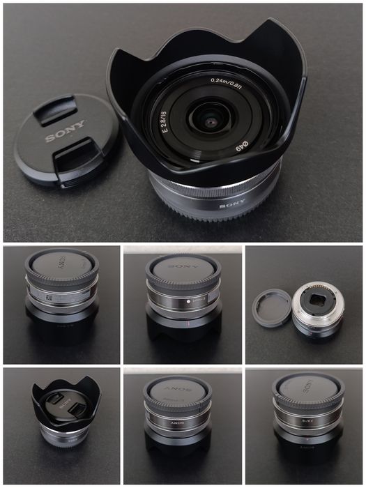 obiectiv foto fix Sony alfa E 16 mm F2.8 wide E 18-55 mm arta