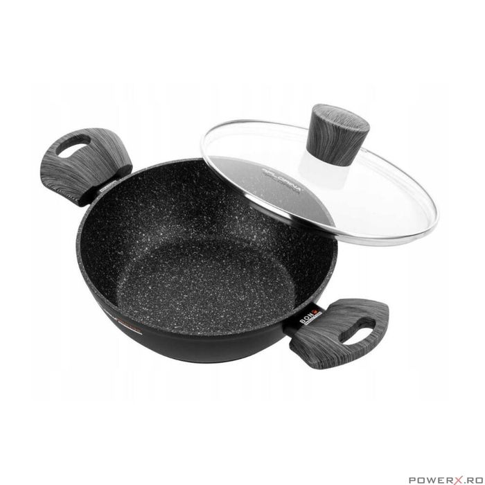 Oala joasa Bono, Aluminiu, 20cm, 1.6l, neagra, Florina