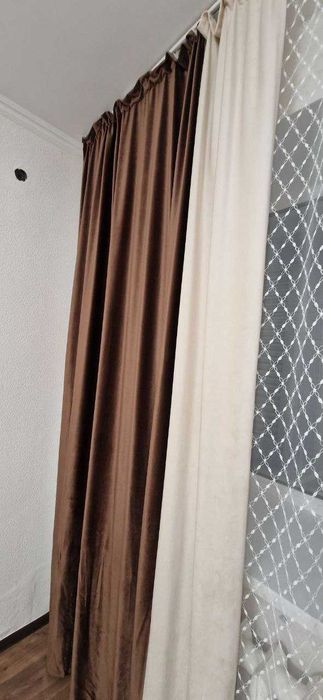 Шторы + тюль, высота 2.68 м, б/у
