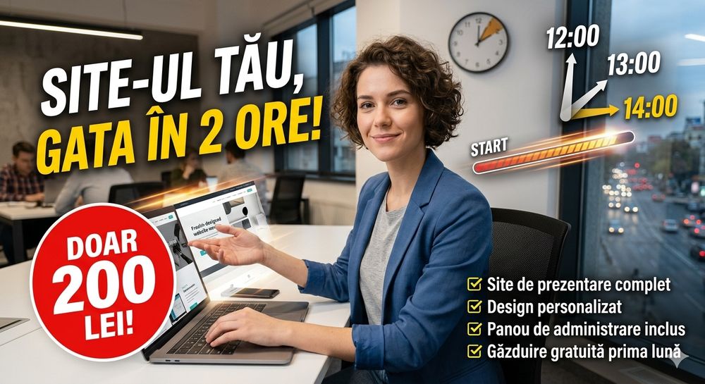 Doar 200 lei! Creare pagina Web Site Profesional GATA ÎN 2 ORE! - Comp