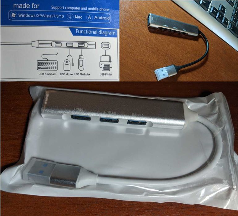 USB 3 HUB Multi Splitter Super Speed 4-портовый концентратор 5 Гбит/с