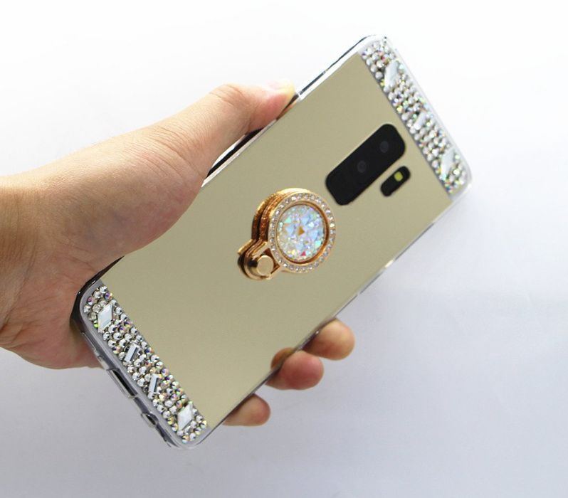 Husa oglinda, pietricele + inel pt. Samsung Galaxy S9 , S9+ , S9 Plus