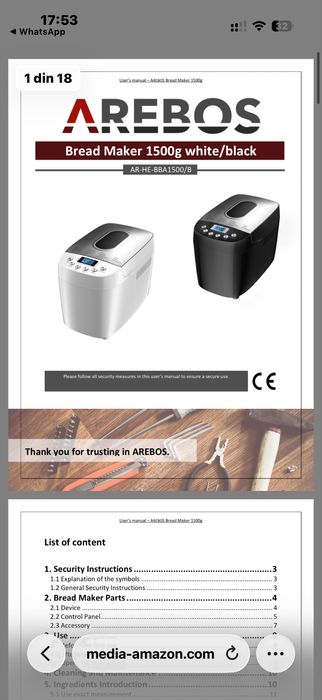 Mașină de făcut pâine Arebos