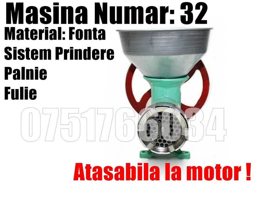 Masina Tocat Maruntit Carne Nr 32 Fulie Motor Palnie LIVRATGRATUIT MM