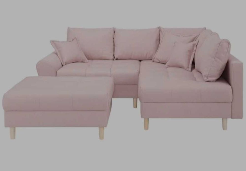 Ъглов розов диван