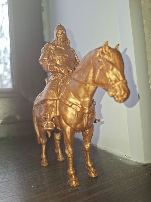 3D Қазақ батыр мыс түсінде боялған