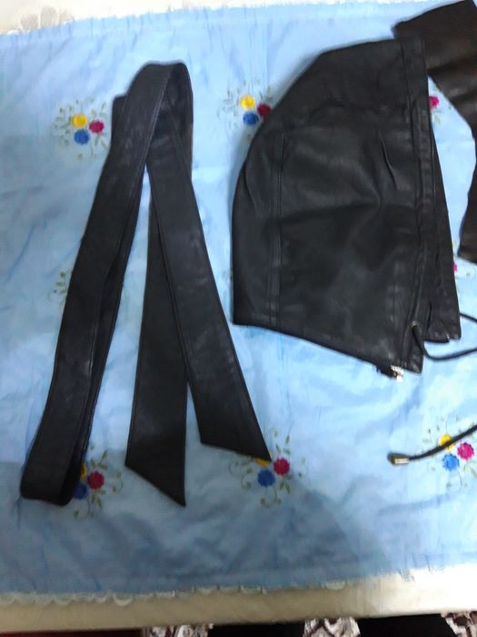 Кожанный мужской капюшон и пояс