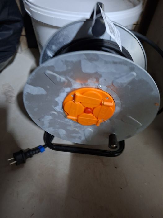 Prelungitor 25m tambur metalic HEPOC, cablu gros 3x2.5mm