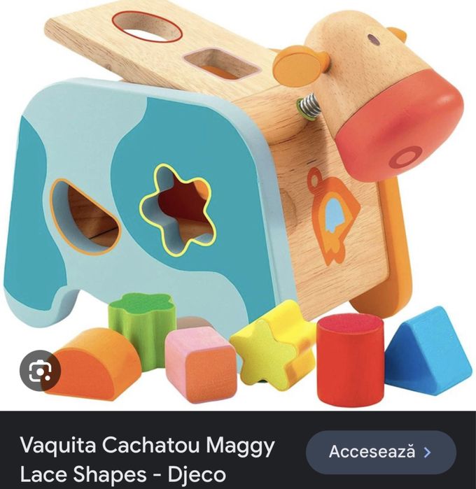 Vand sortator de forme Djeco vacuta Cachatou triunghi patrat