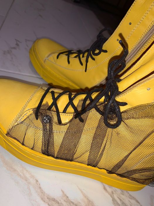 Жълти обувки от Естествена кожа/Дамски боти