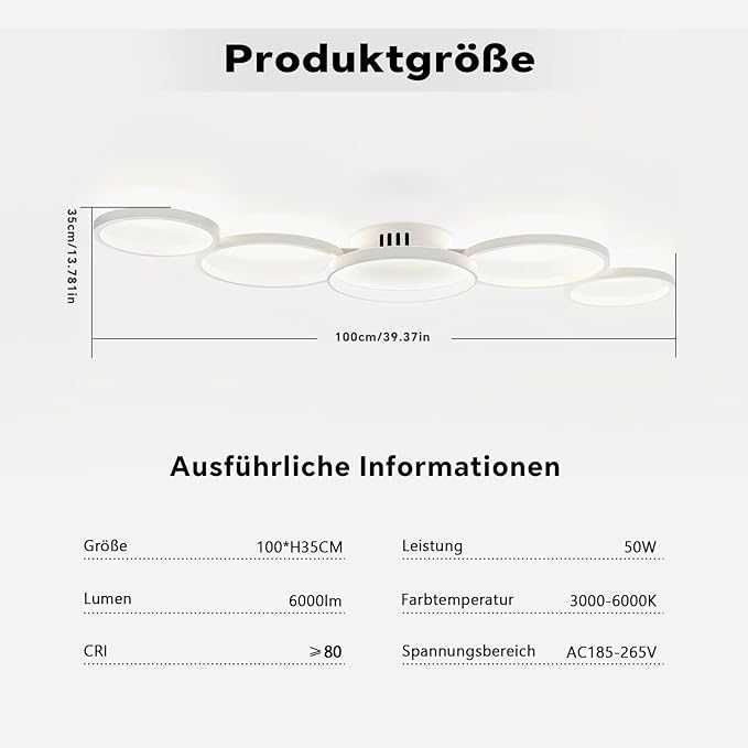Lampă de tavan LED BAYHT pentru living, 3000K-6500K