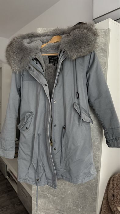 parka cu blană naturală de vulpe size s