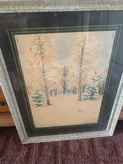 Продавам стара картина с рамка ,паспарту и стъкло - акварел .